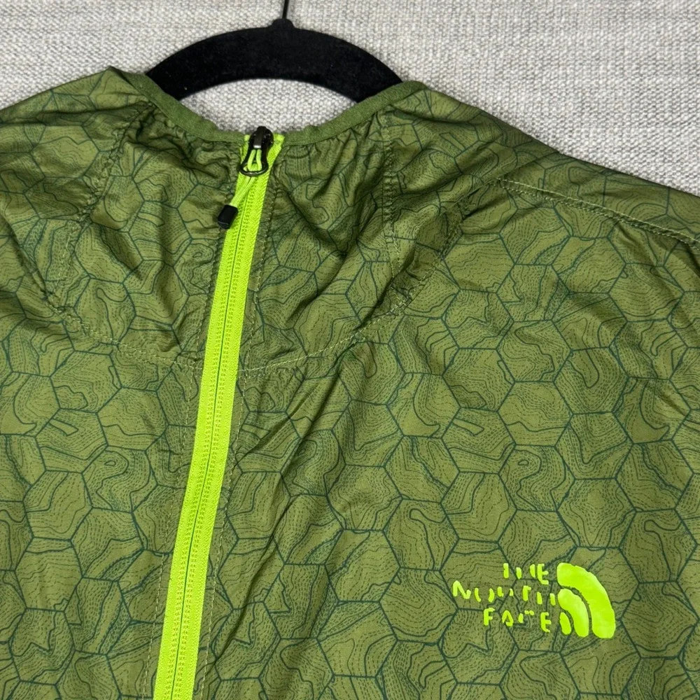 The North‎ Face Flyweight Windbreaker Jacket Mens XL Green Geometric Topo Hooded